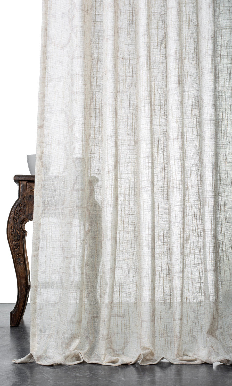 Self-Patterned Sheer Window Treatments Fabric By the Yard Milky White)