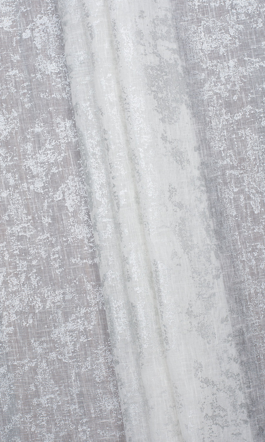 Textured Semi-Sheer Window Treatments Fabric By the Yard (White/ Silver)