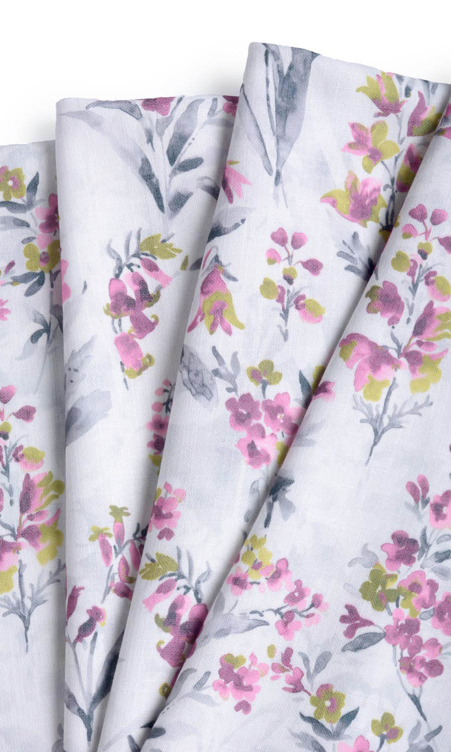 Floral Print Made-to-Measure Curtains (Pink/ Grey)