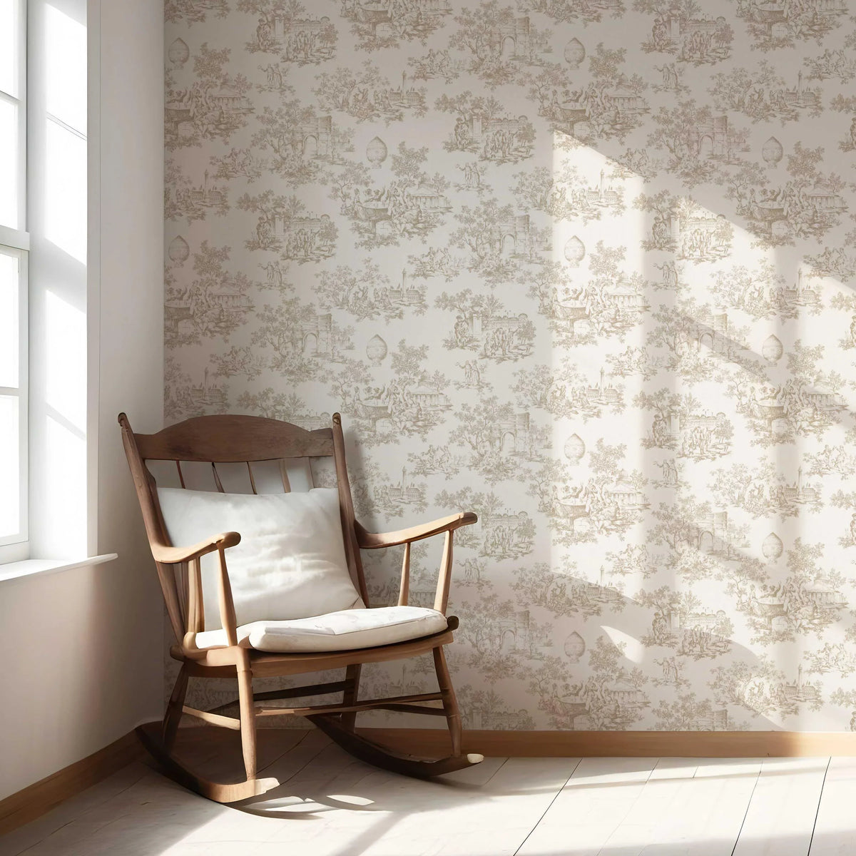 Toile de Jouy/ Nature Print Nursery Wallpaper (Beige/ Brown/ Taupe)