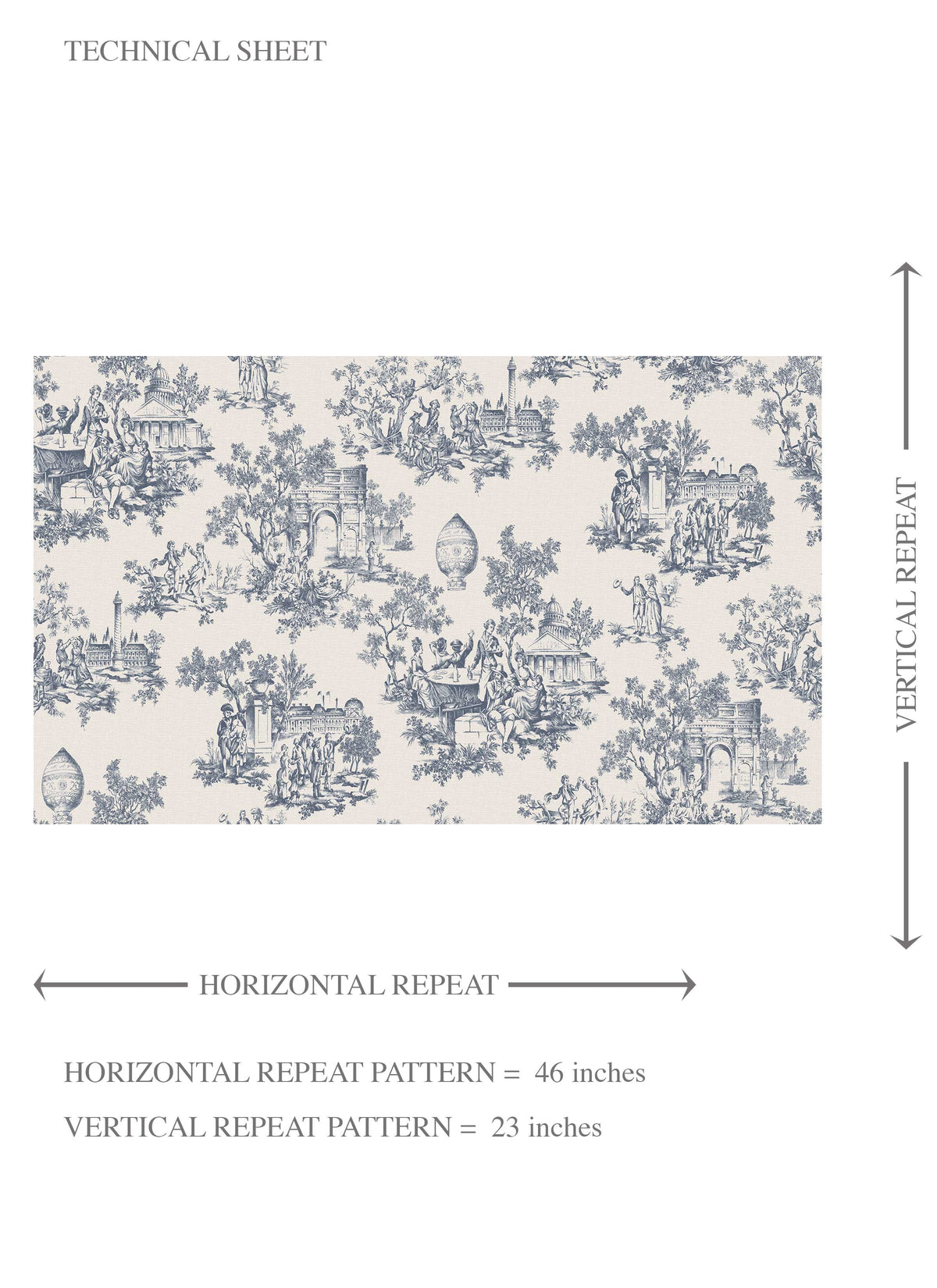 Toile de Jouy/ Nature Print Kids Room Wallpaper (Navy Blue/ Off-White)