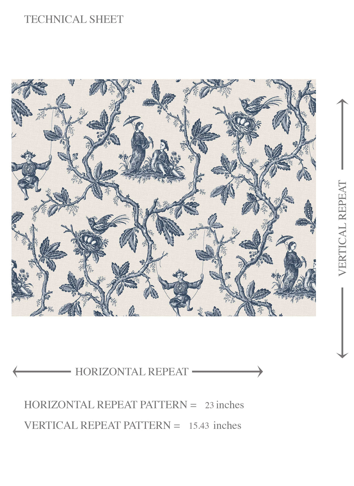 Floral Toile de Jouy Kids Room Wallpaper (Navy Blue/ Off-White)