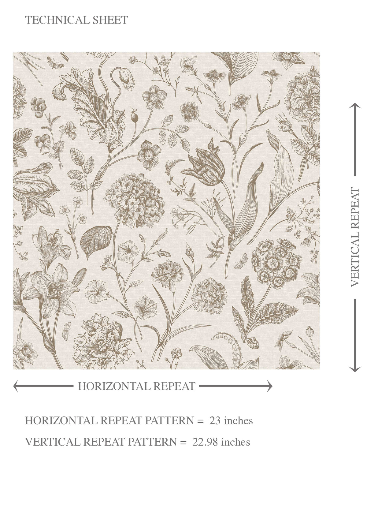 Neutral Floral/ Botanical Kids Room Wallpaper (Greige/ Beige/ Warm Gray)