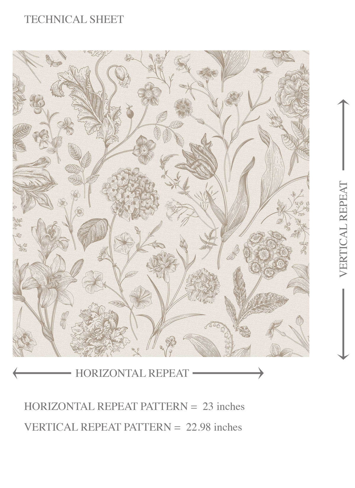 Neutral Floral/ Botanical Kids Room Wallpaper (Beige/ Soft Taupe)