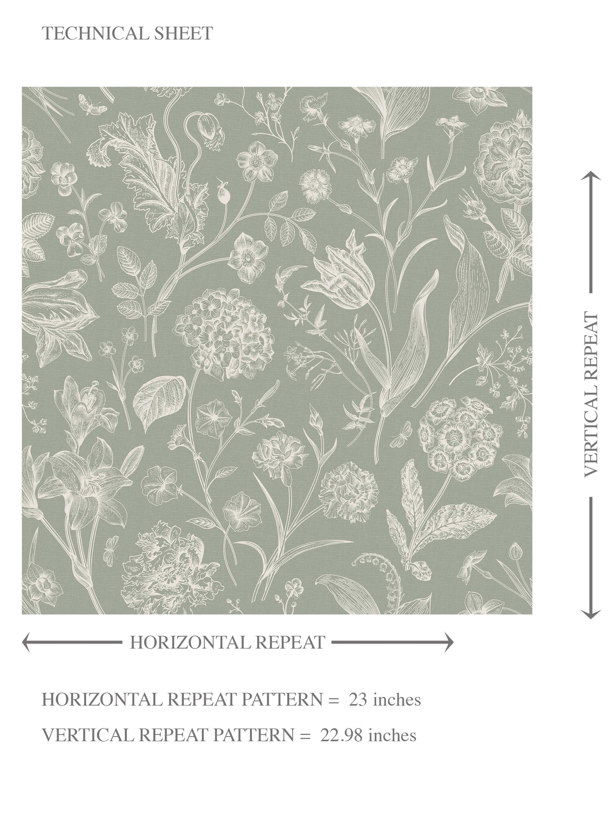 Floral/ Botanical Kids Room Wallpaper (Sage Green)