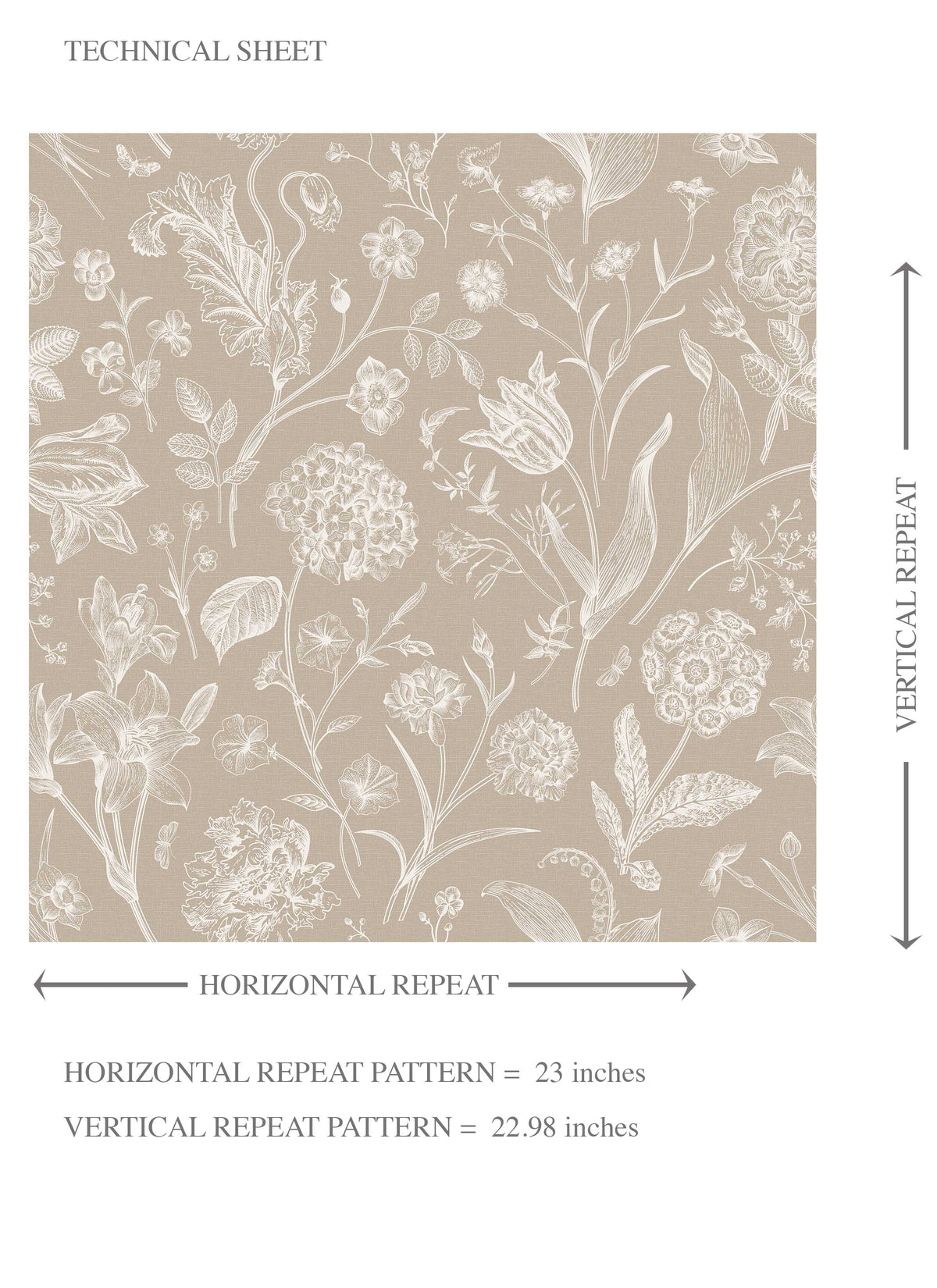 Neutral Floral/ Botanical Kids Room Wallpaper Sample (Beige/ Brown/ Cream)