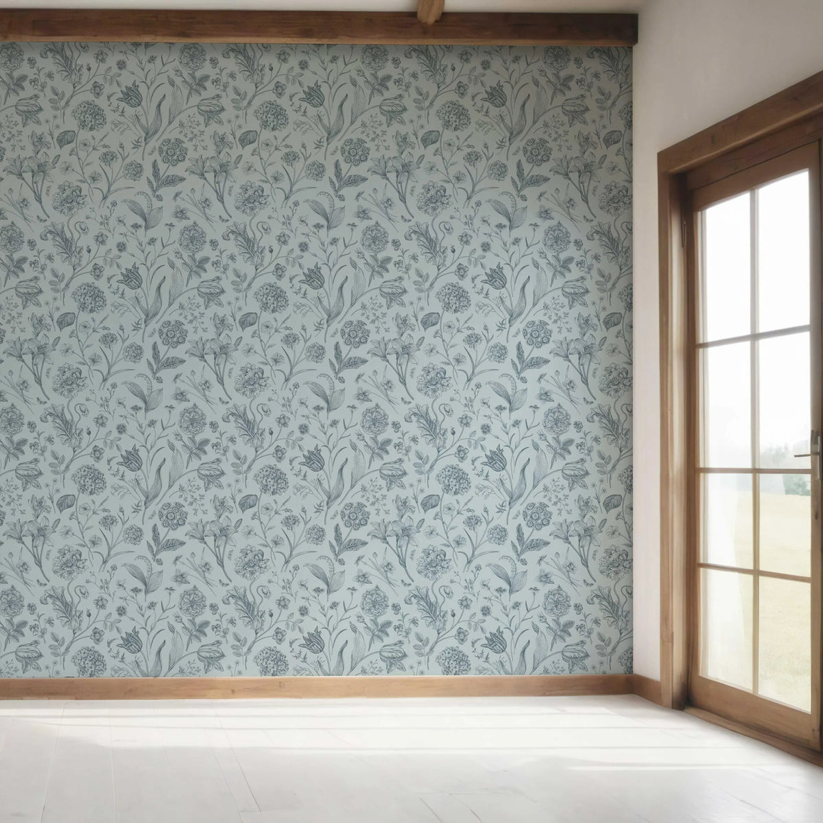 Floral/ Botanical Bedroom Wallpaper (Slate Blue/ Gray)