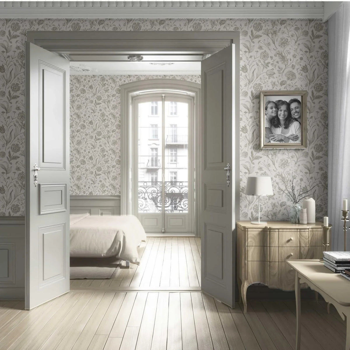 Floral/ Botanical Living Room Wallpaper Sample (Olive Green)