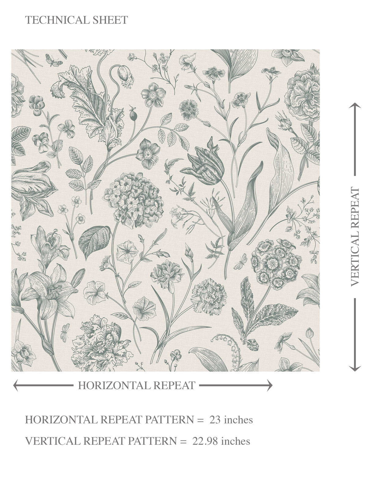 Floral/ Botanical Kids Room Wallpaper Sample (Teal Green)