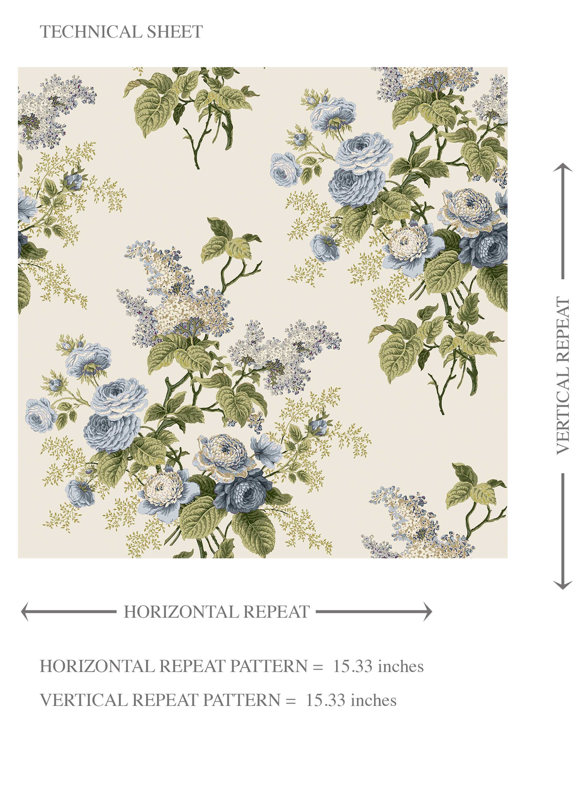 English Floral Print Kids Room Wallpaper Sample (Cream/ Blue/ Green)