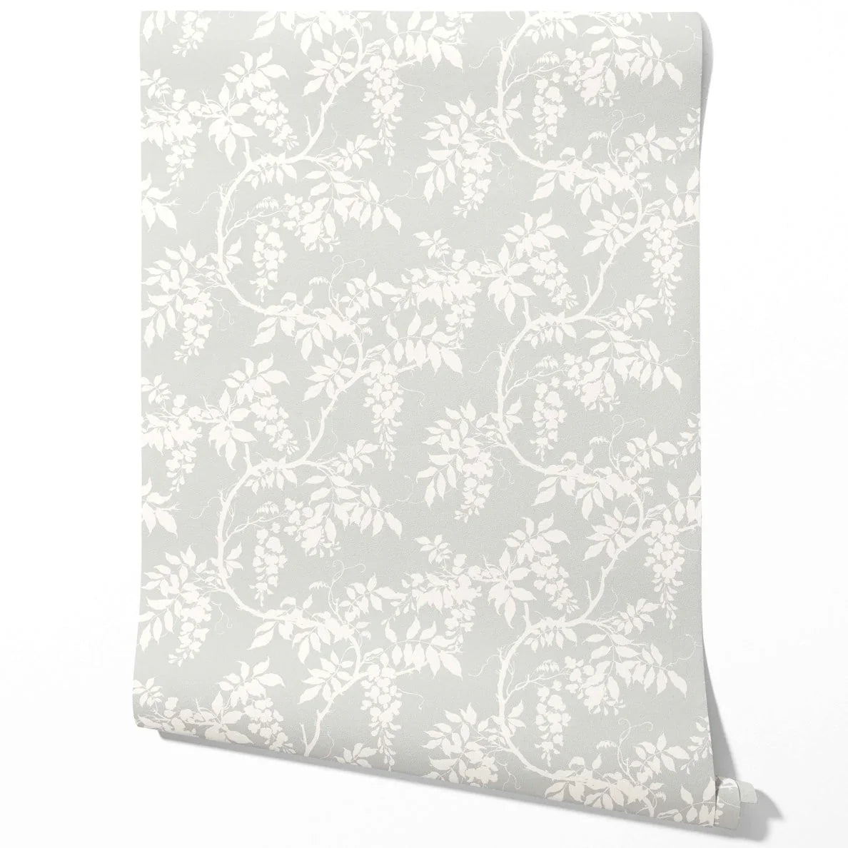 Neutral Floral Vine/ Botanical Traditional Wallpaper (Dove Grey/ Off-White)