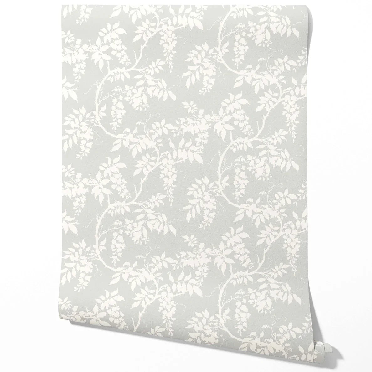 Neutral Floral Vine/ Botanical Traditional Wallpaper Sample (Dove Grey/ Off-White)