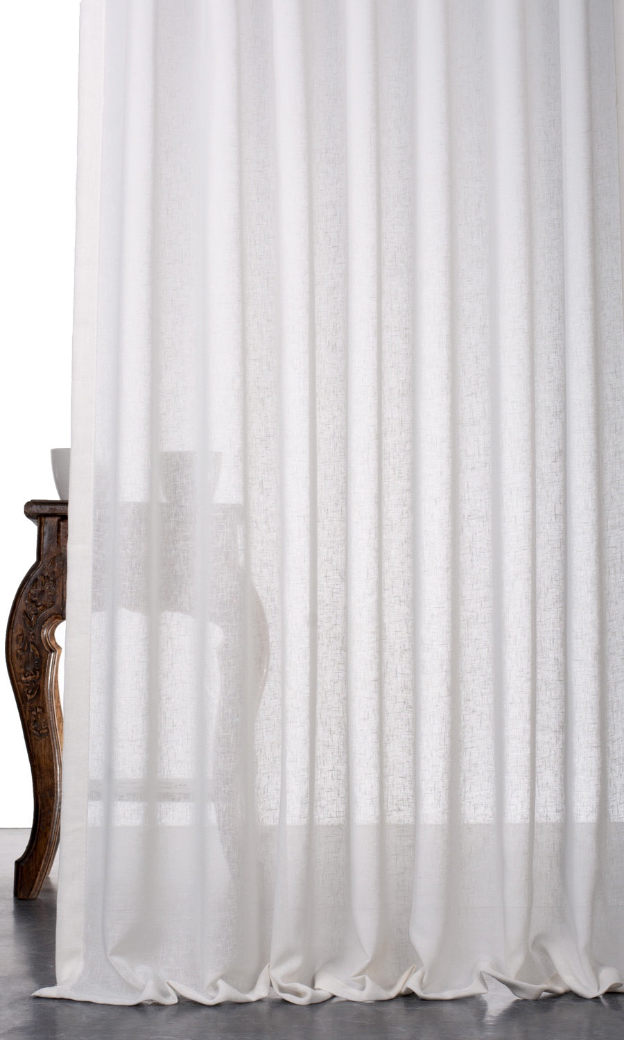 Textured Sheer Window Treatments Fabric By the Yard (White)