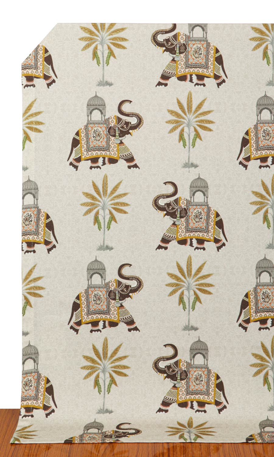 Printed Cotton Home Décor Fabric By the Yard (Beige/ Brown)