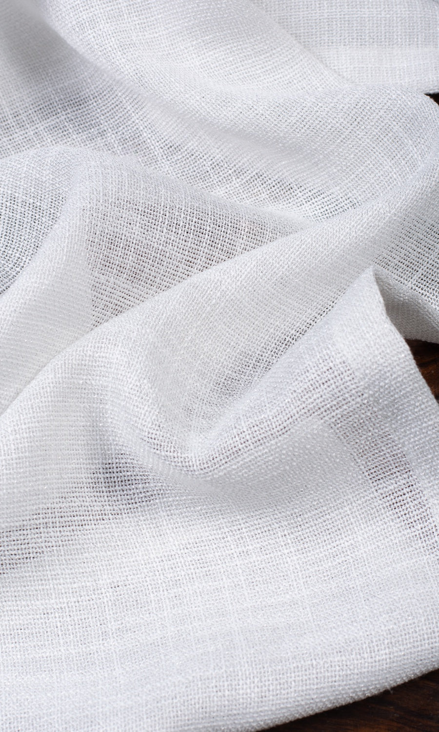 Textured Sheer Fabric By the Yard for Curtains & Drapes (Porcelain White)