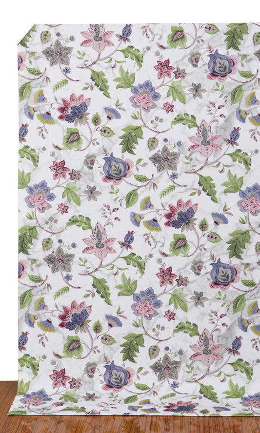 Floral Cotton Home Décor Fabric By the Yard (Purple/ Pink/ Green)