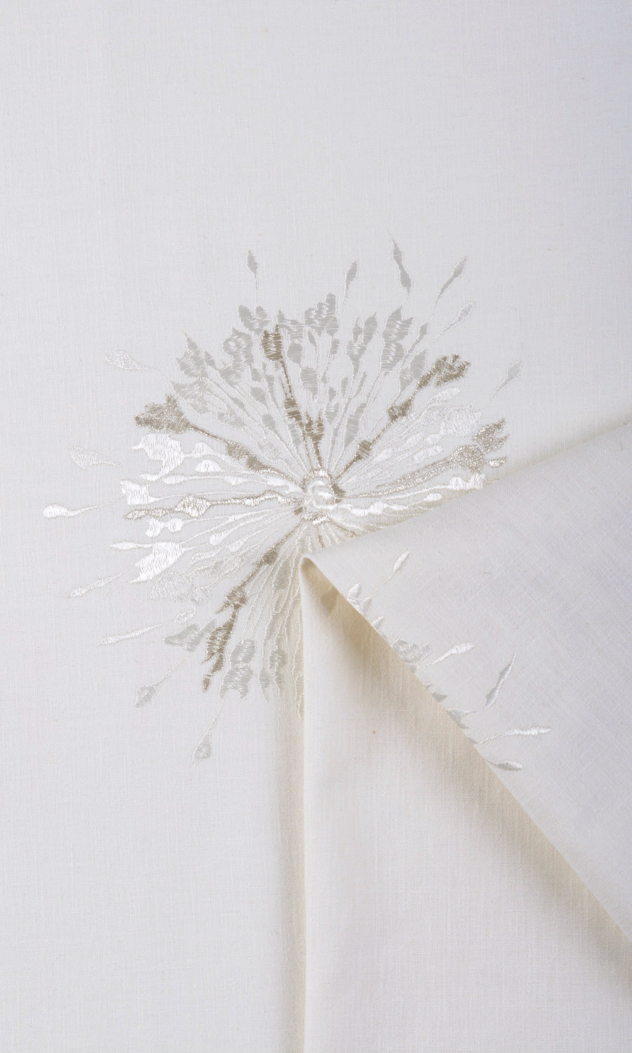Sunburst Embroidered Fabric Material By the Yard (White/ Pale Gray)
