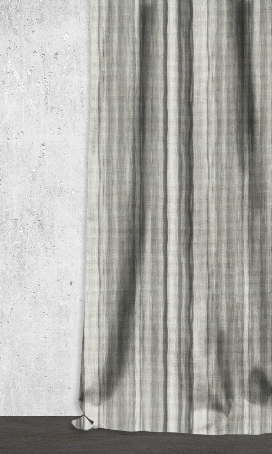 Watercolor Effect Striped Window Treatments Fabric By the Metre (Grey)