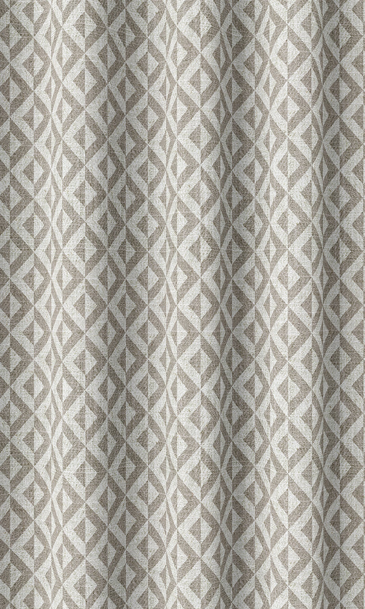 Geometric Print Curtains (Grey/ White)