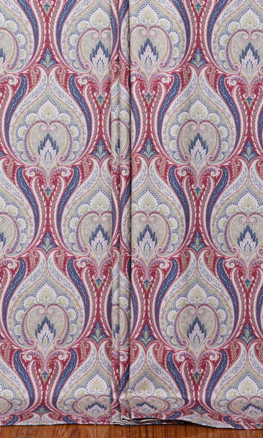 Floral Damask Window Treatments Fabric By the Yard (Red/ Blue)
