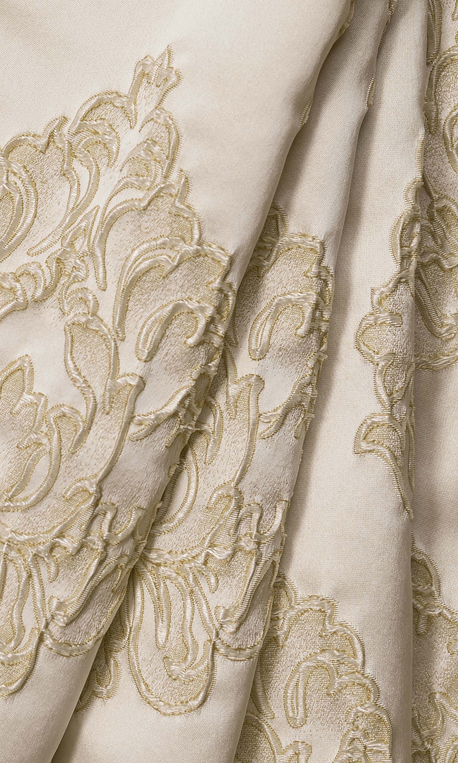 Damask Textured Home Textile Fabric Material By the Yard (Off White)