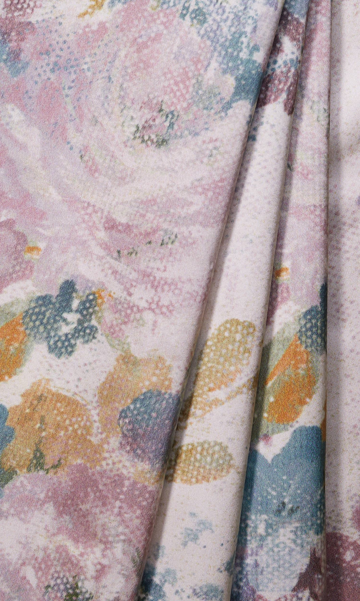 Floral Window Treatments Fabric Sample (Pink/ Lilac/ Blue/ White)
