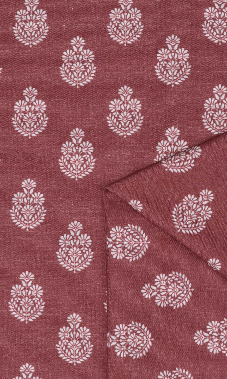 Floral Cotton Home Décor Fabric By the Yard (Maroon Red)