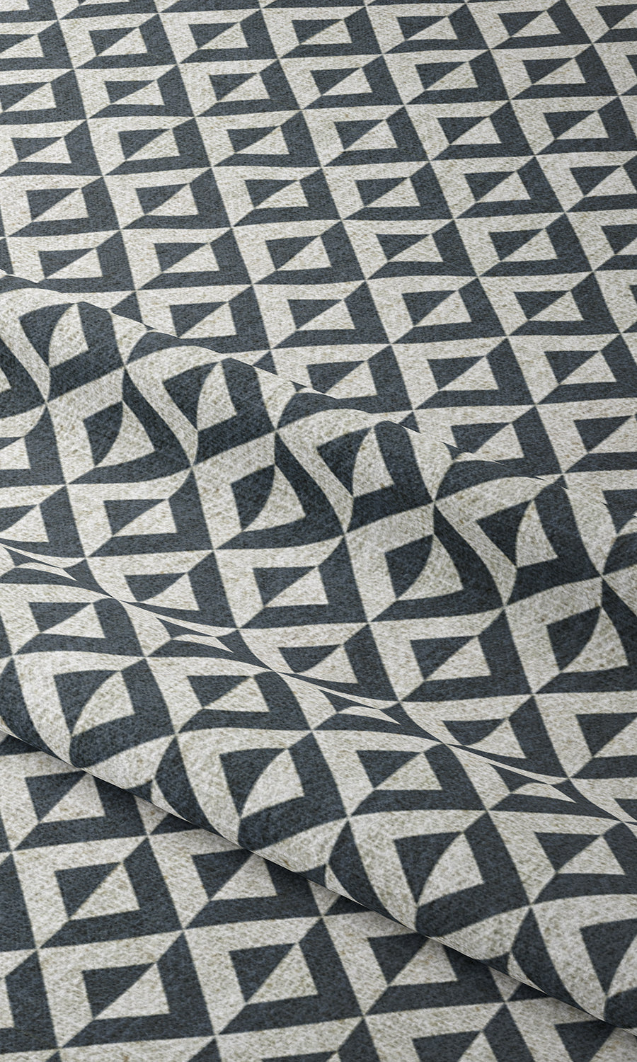 Geometric Window Treatments Fabric Sample (Petrol Blue/ White)