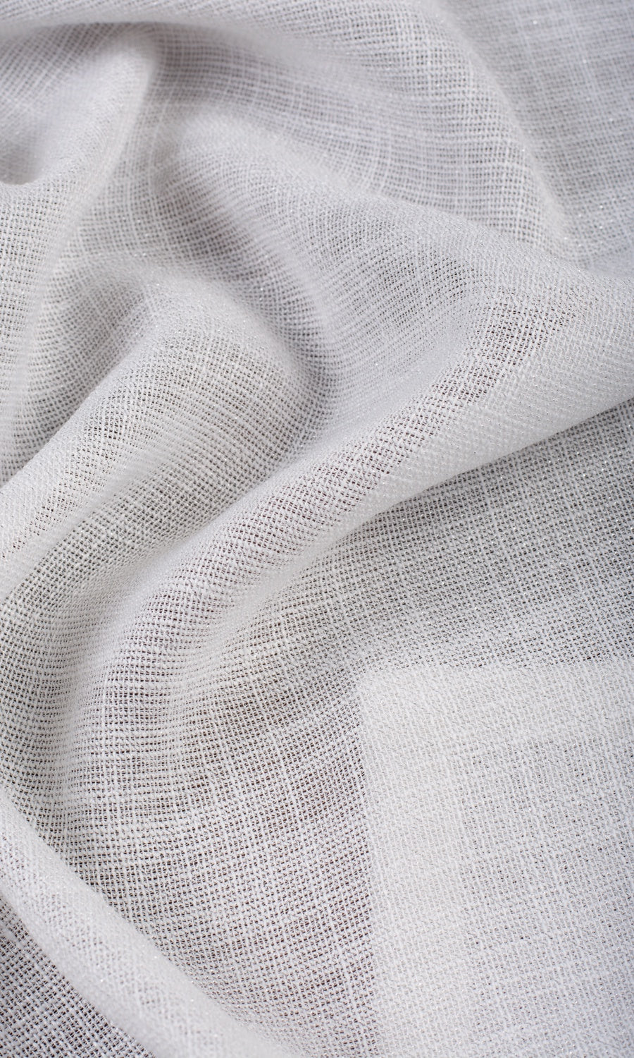 Textured Sheer Fabric Material By the Yard (Porcelain White)
