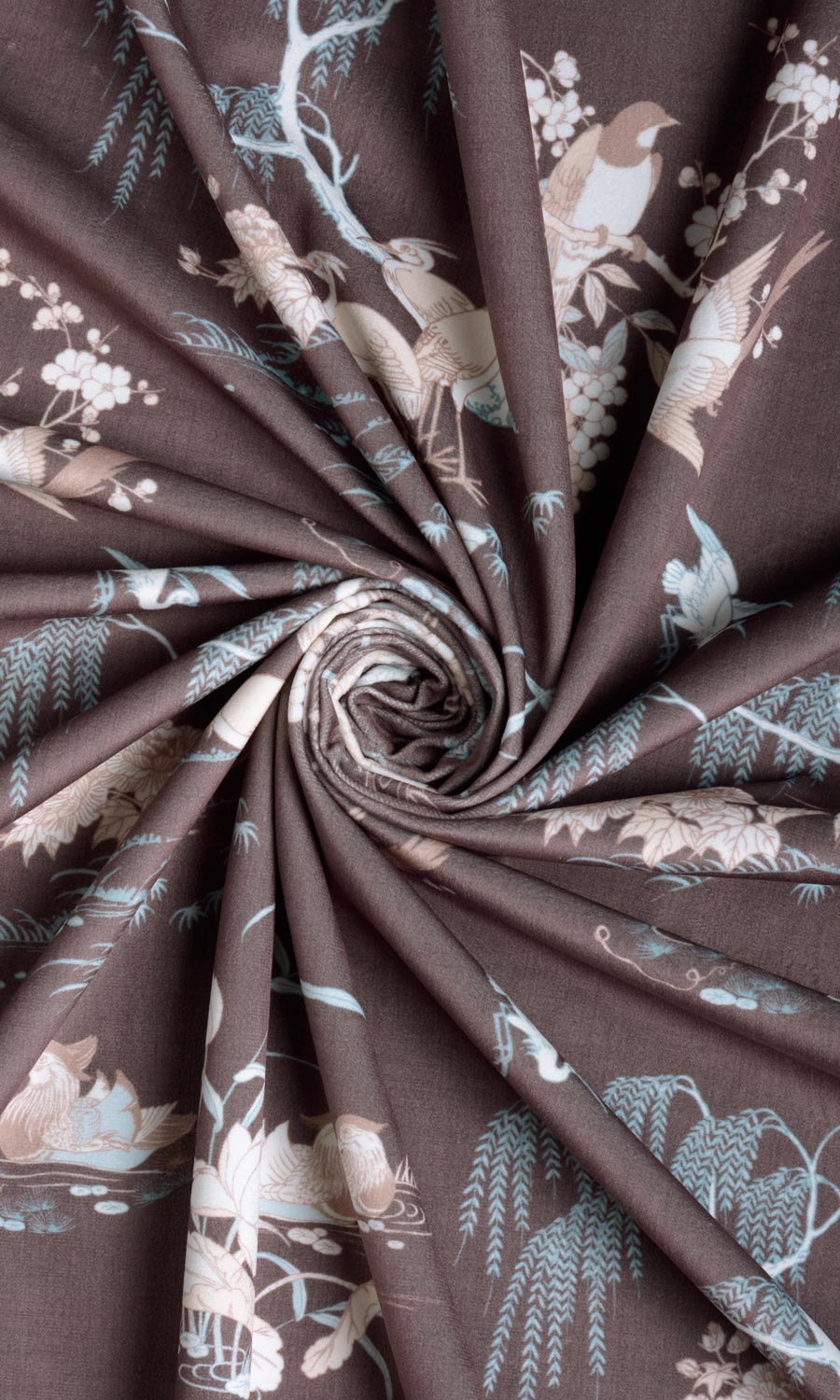 Chinoiserie Toile Velvet Fabric By the Yard for Curtains & Drapes (Deep Wine/ Brown)