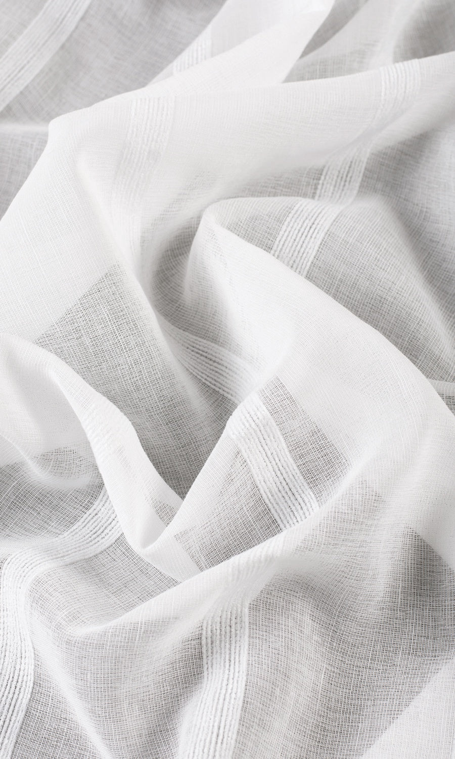 Woven Striped Sheer Fabric Material By the Yard (White)