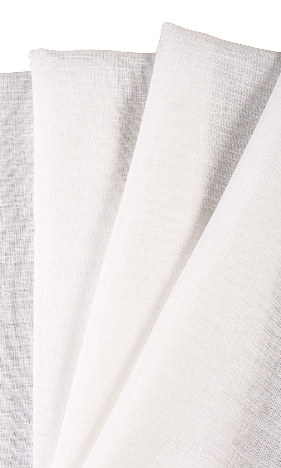 Plain Linen-Texture Sheer Fabric Material By the Yard (White)
