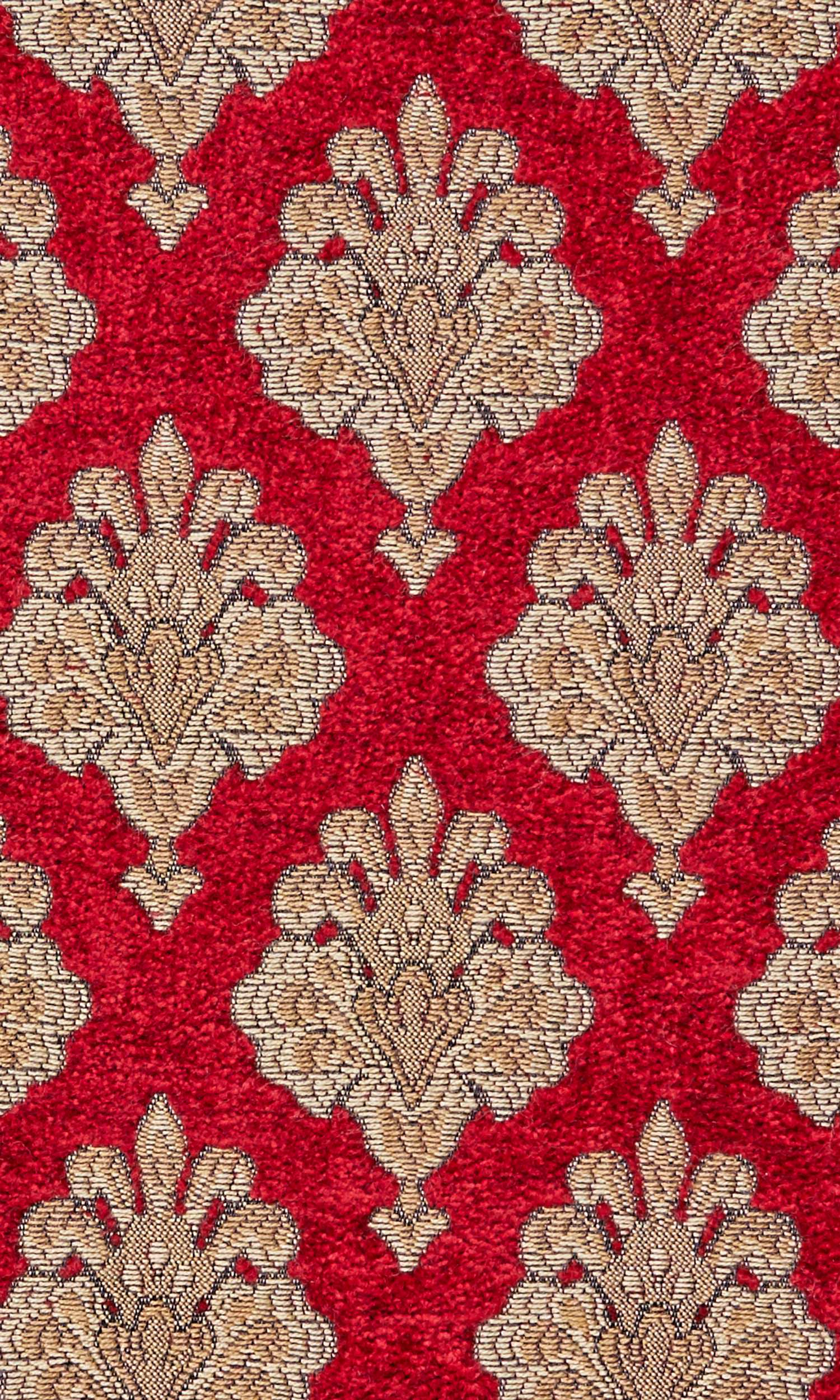 Floral Velvet Home Textile Fabric Material Sample (Beige/ Brown/ Red)