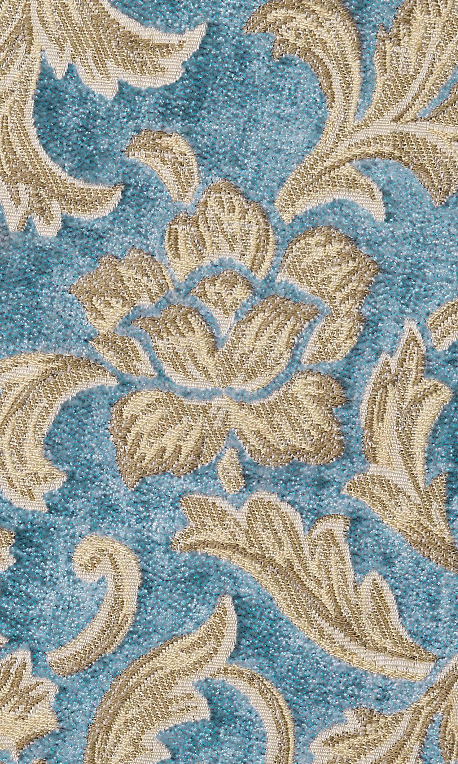 Floral Velvet Home Textile Fabric Material Sample (Beige/ Brown/ Blue)