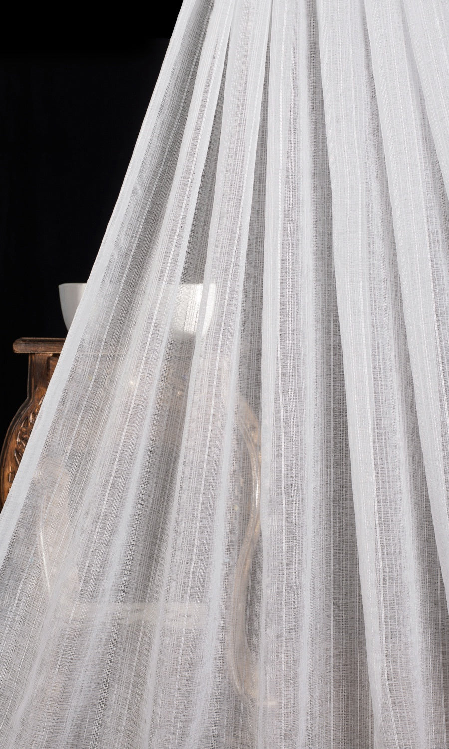 Textured Sheer Home Textile Fabric Material By the Yard (White)