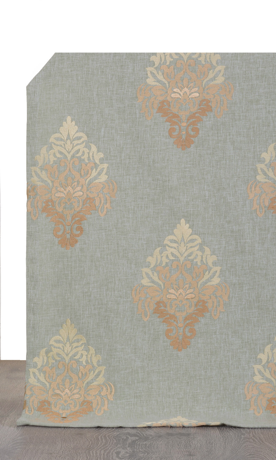 Damask Patterned  Window Treatments Fabric By the Yard (Gray/ Beige/ Brown)