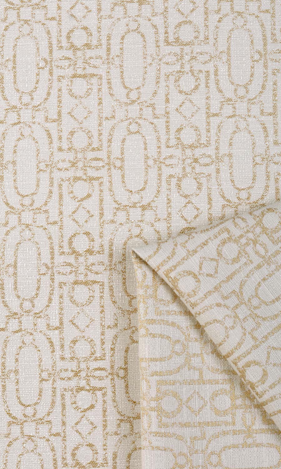 Trellis Poly-Cotton Fabric Sample for Curtains & Drapes (Off White/ Pale Beige)