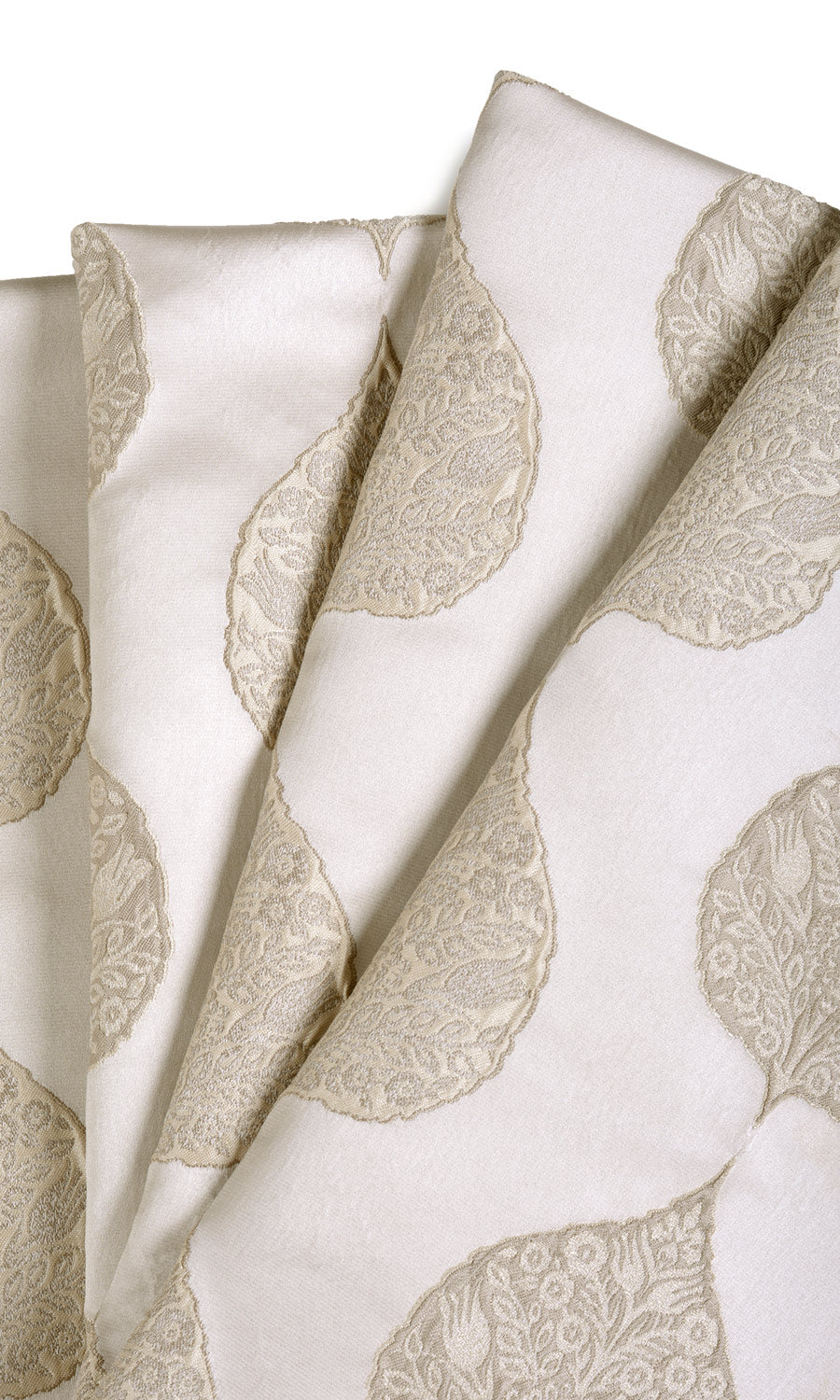 Ogee Patterned Home Textile Fabric Material By the Yard (Ivory/ Beige)