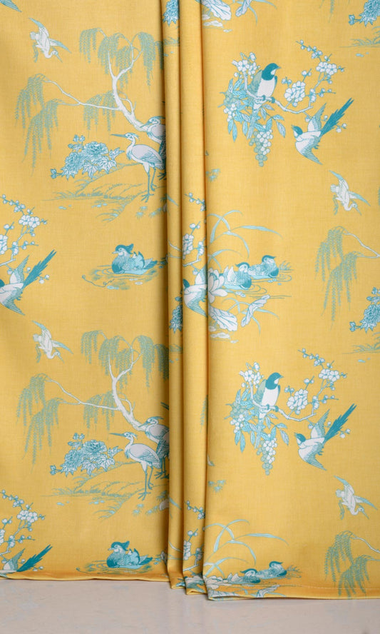 Chinoiserie Toile Velvet Home Décor Fabric Sample (Yellow)