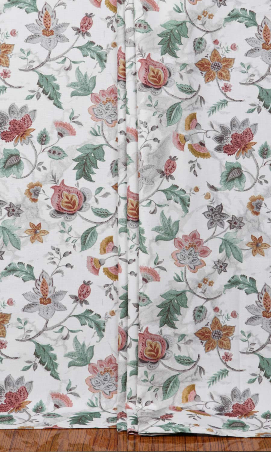 Floral Cotton Window Treatments Fabric By the Yard (Red/ Pink/ Green)