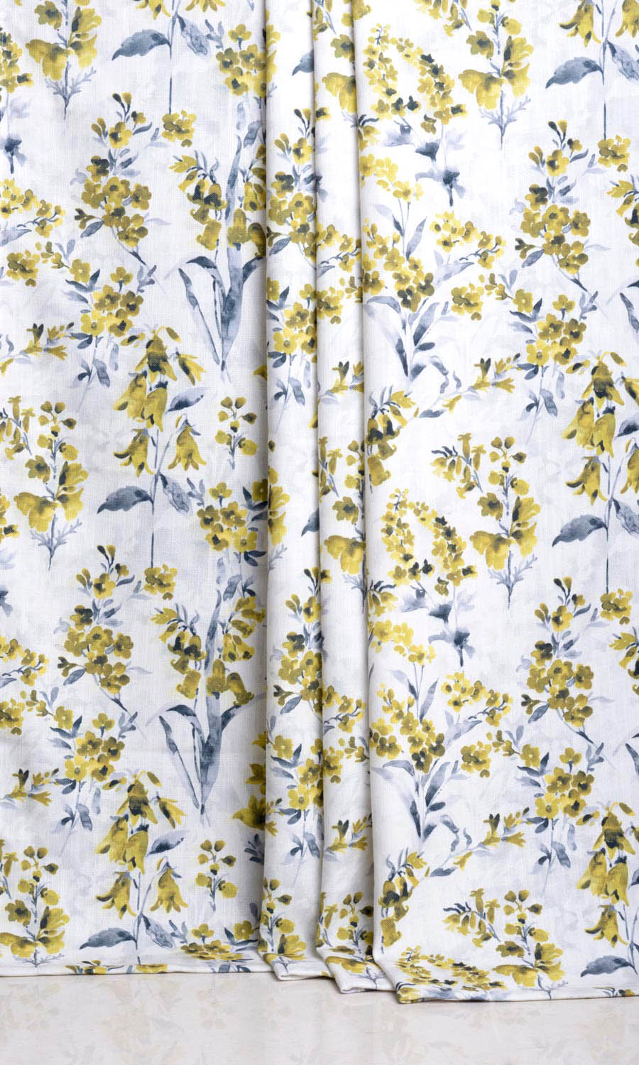 Floral Print Home Décor Fabric By the Yard (Yellow/ Gray)