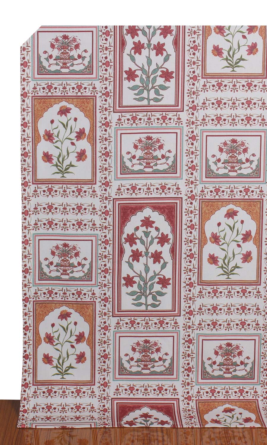 Floral Cotton Home Décor Fabric By the Yard (Red/ Orange)