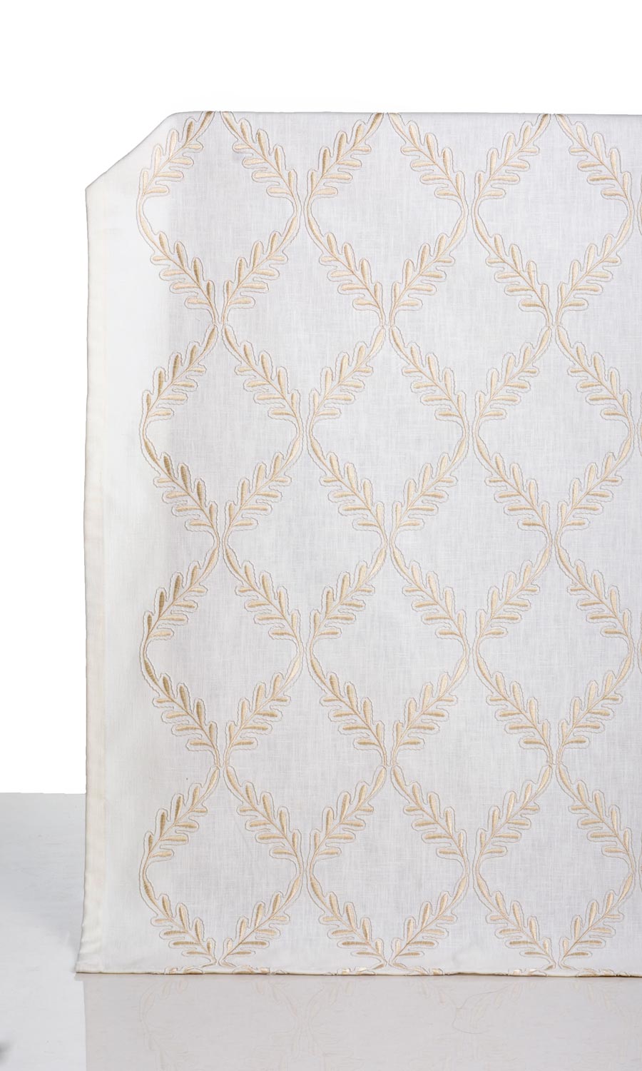 Poly-Linen Embroidered Window Treatments Fabric By the Yard (White/ Cream)