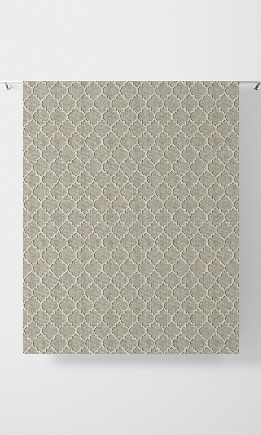 Trellis Tile Print Home Textile Fabric Material Sample (Beige/ White)