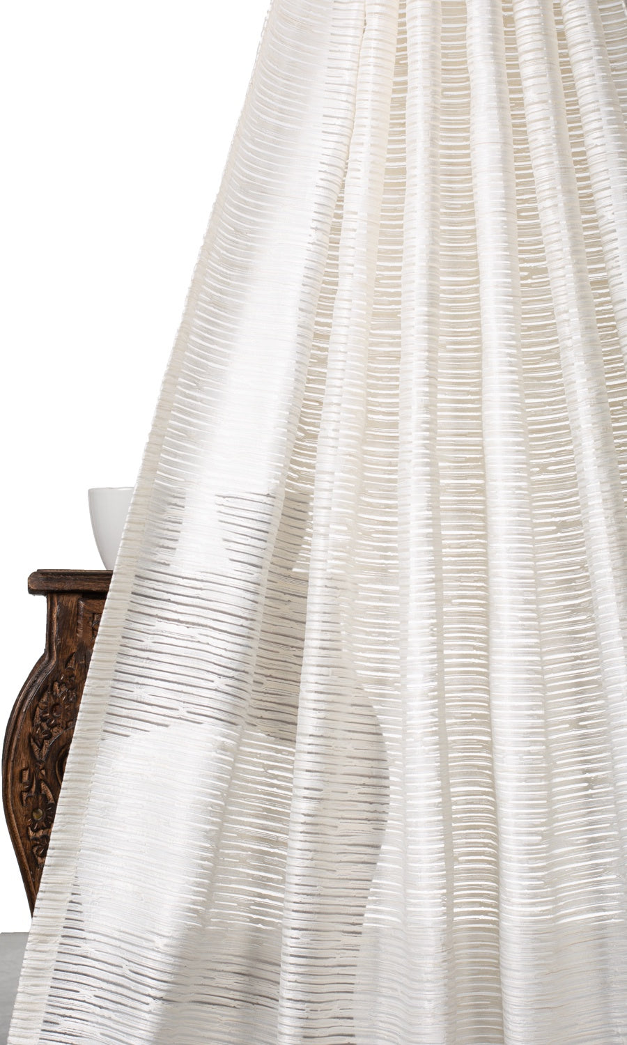 Striped Sheer Home Décor Fabric By the Yard (Cream)