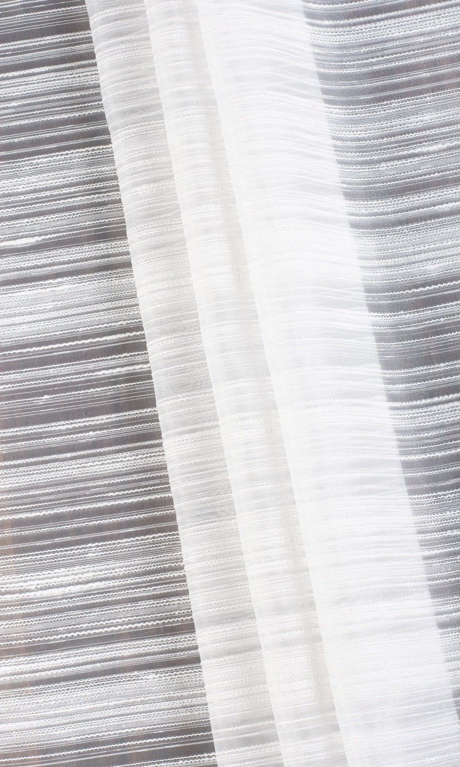 Striped Sheer Free Fabric Material Sample (White)