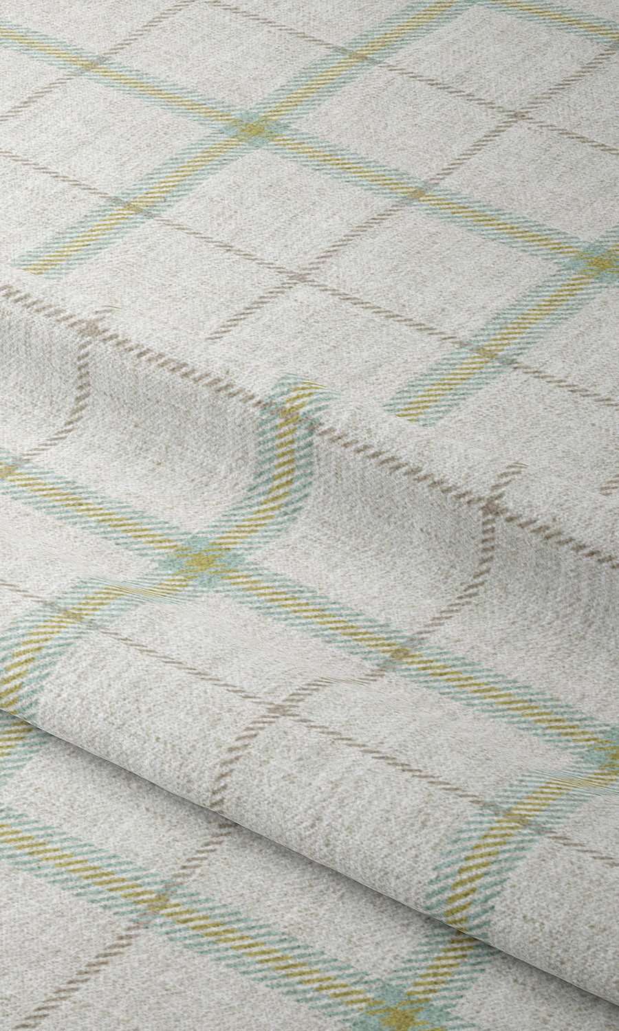 Check Print Home Textile Fabric Material By the Yard (White/ Blue/ Green)