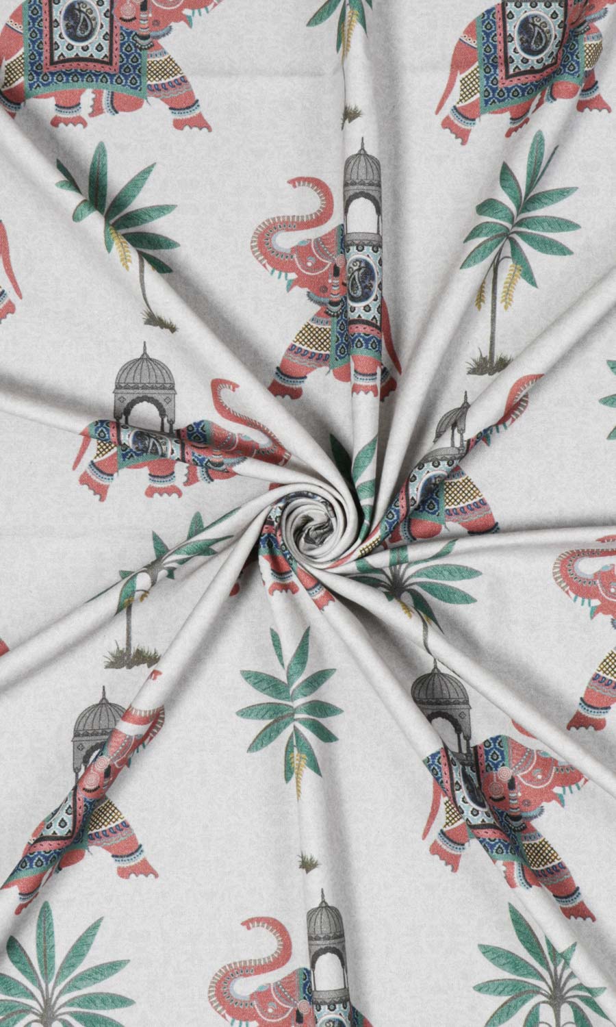 Floral Cotton Fabric Material By the Yard (Grey/ Red)