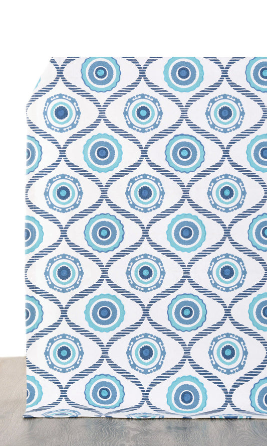Printed Home Décor Fabric By the Yard (Blue/ White)