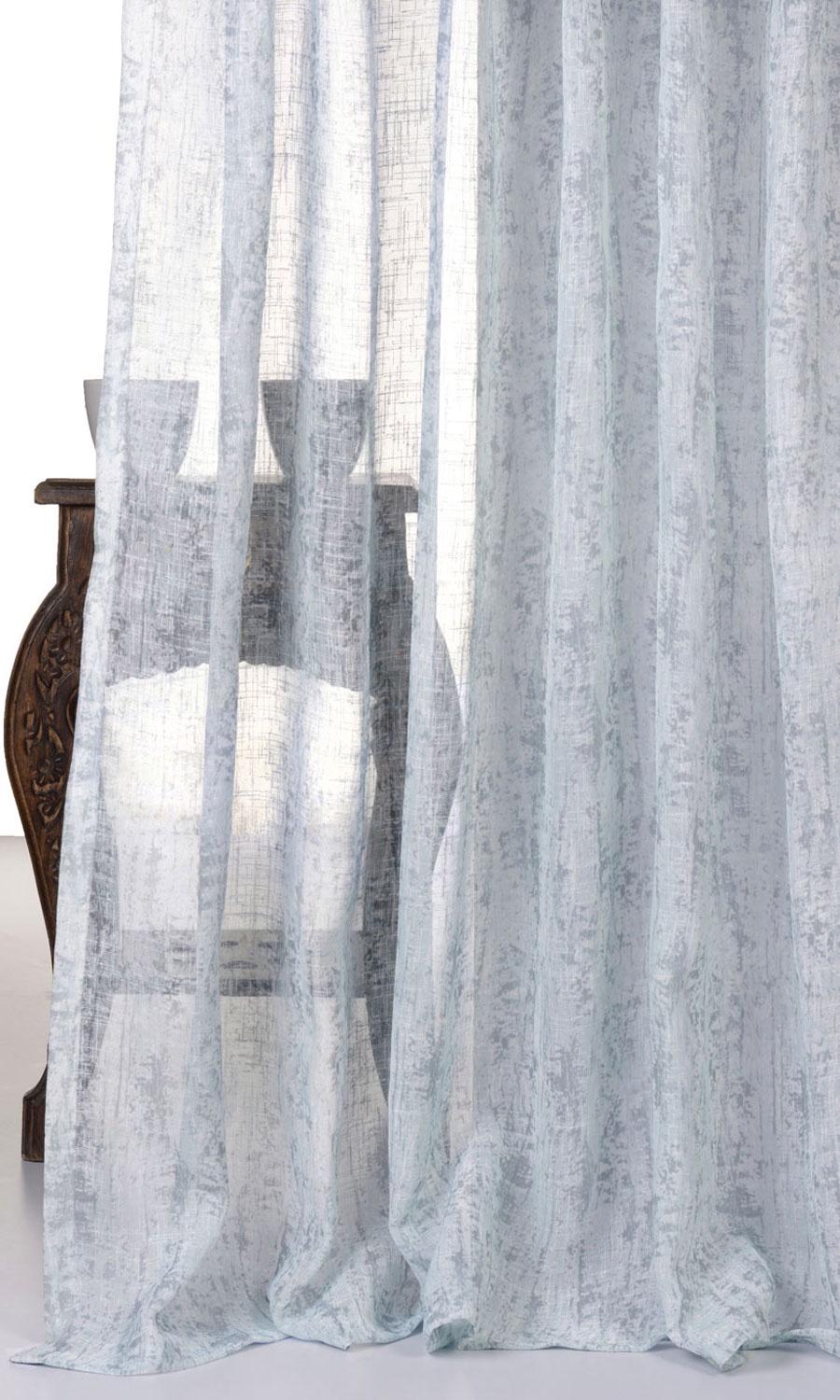 Textured Sheer Fabric By the Yard for Curtains & Drapes (Blue)